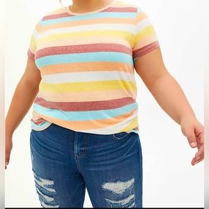 Torrid size 0 classic fit retro vintage color block rainbow striped tee
